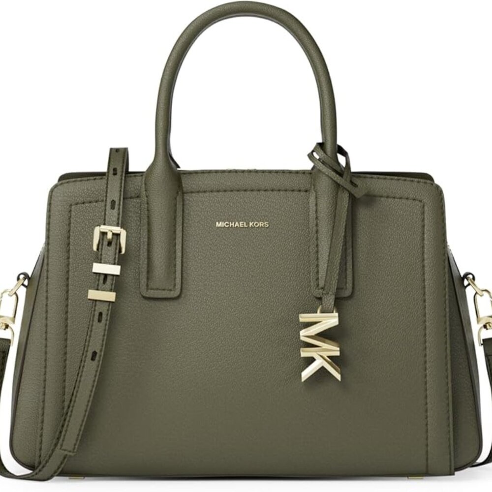 Michael Kors Womens Laila Sm Satchel Gold-tone Hardware/Embossed Goat Leather/Iv